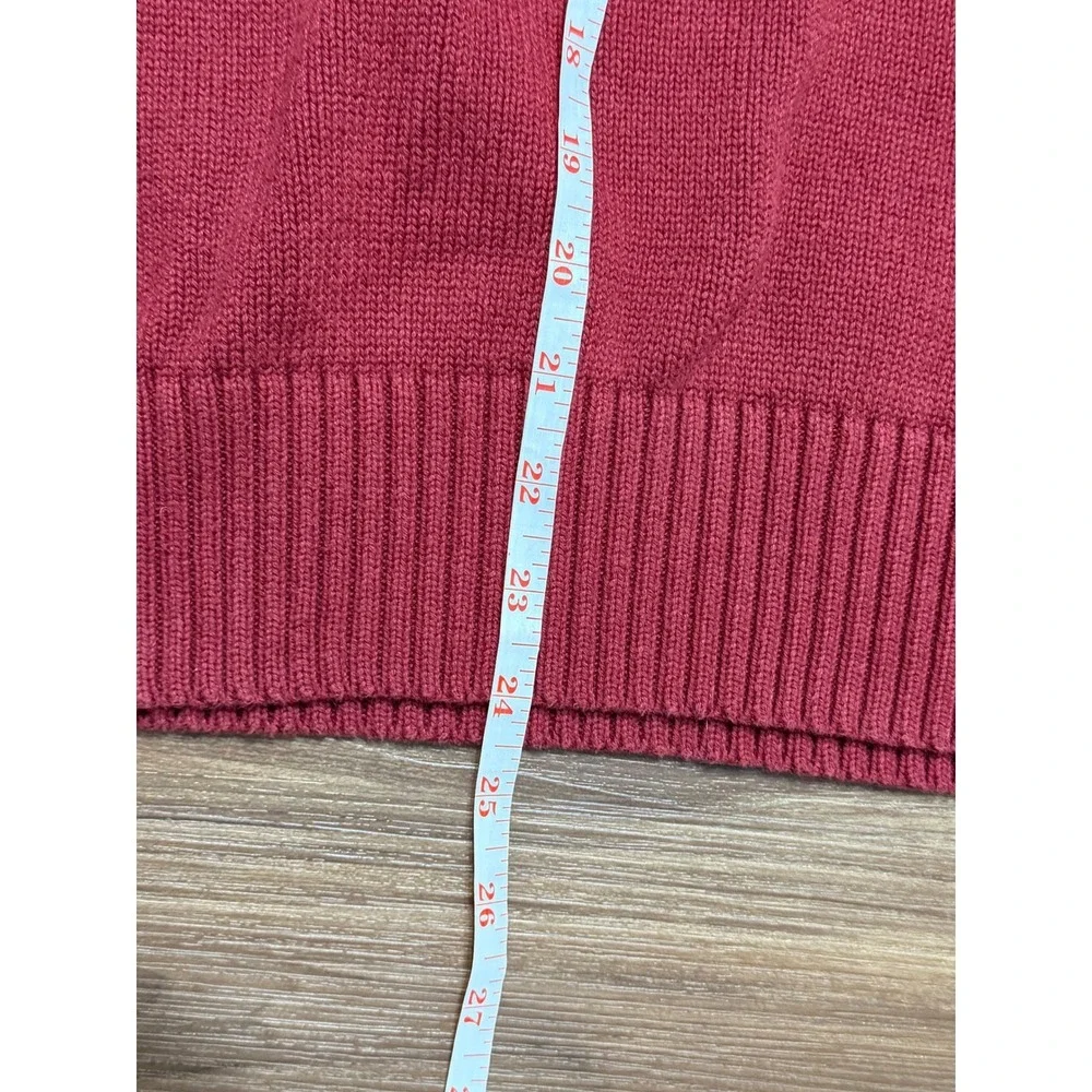 VTG Eddie Bauer Mens Red 100% Cotton Chunky Henley Knit Pullover Sweater Size M